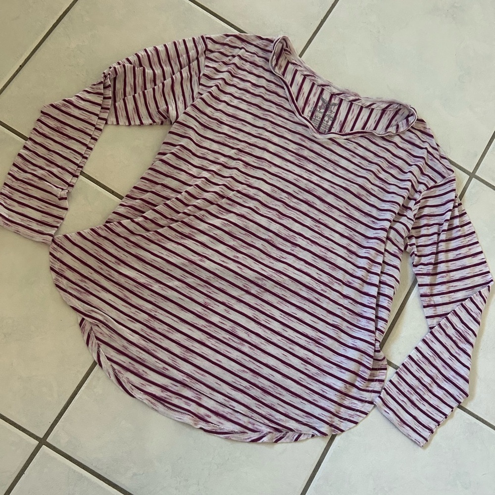 Faded Glory Purple Striped Long Sleeve Tee